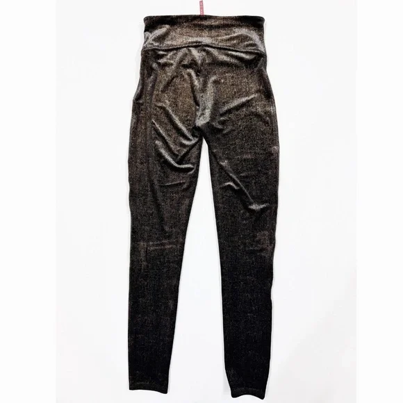 SPANX Velvet Shine Leggings Size M Black Gold Metallic High Rise Party Pants EUC - Picture 7 of 8